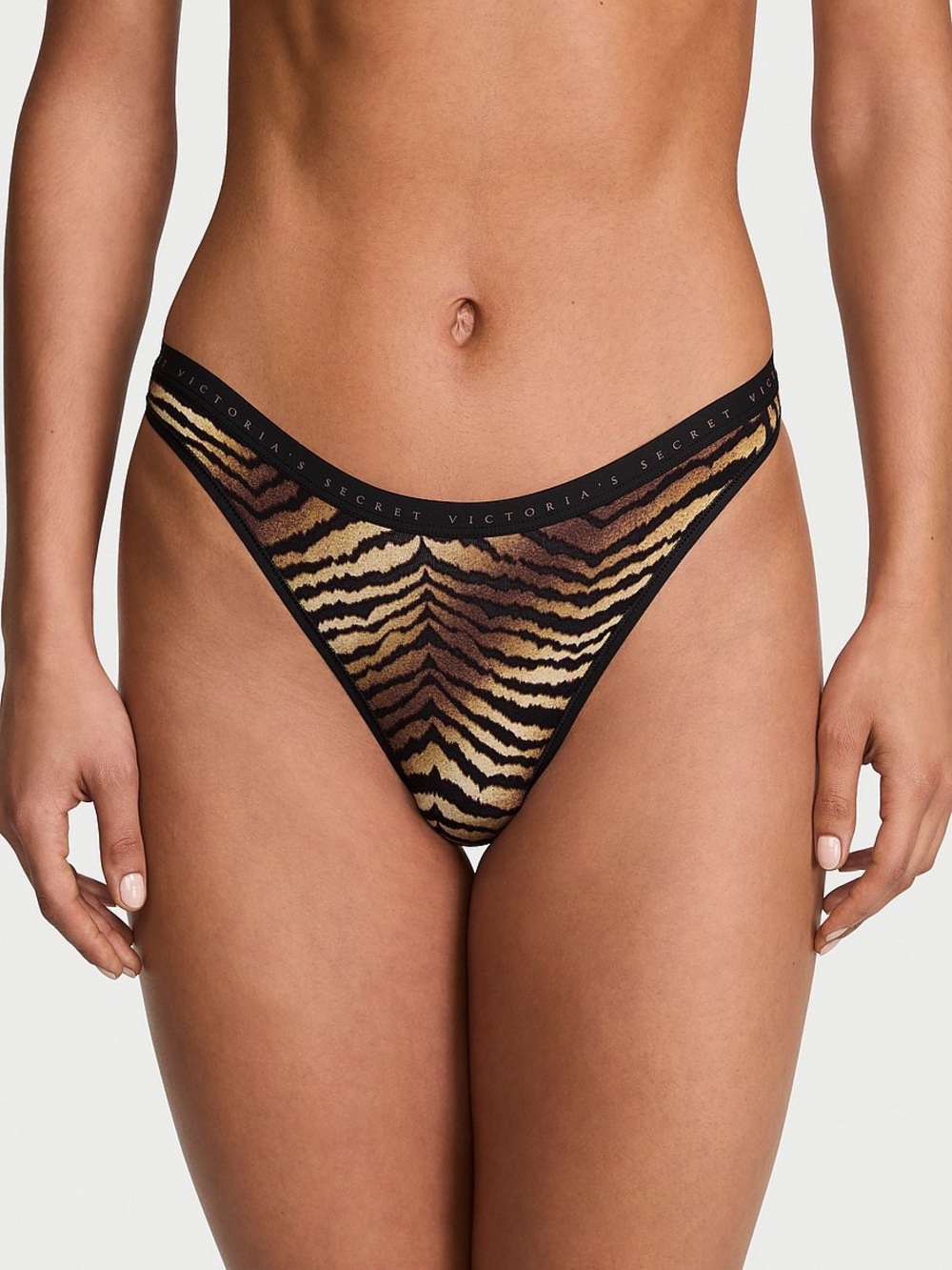 Victoria’s Secret VS PINK Tiger Animal Print High-Leg Scoop Thong Panty Size XS